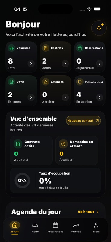 Tableau de bord Locatum - Gestion complète de flotte automobile
